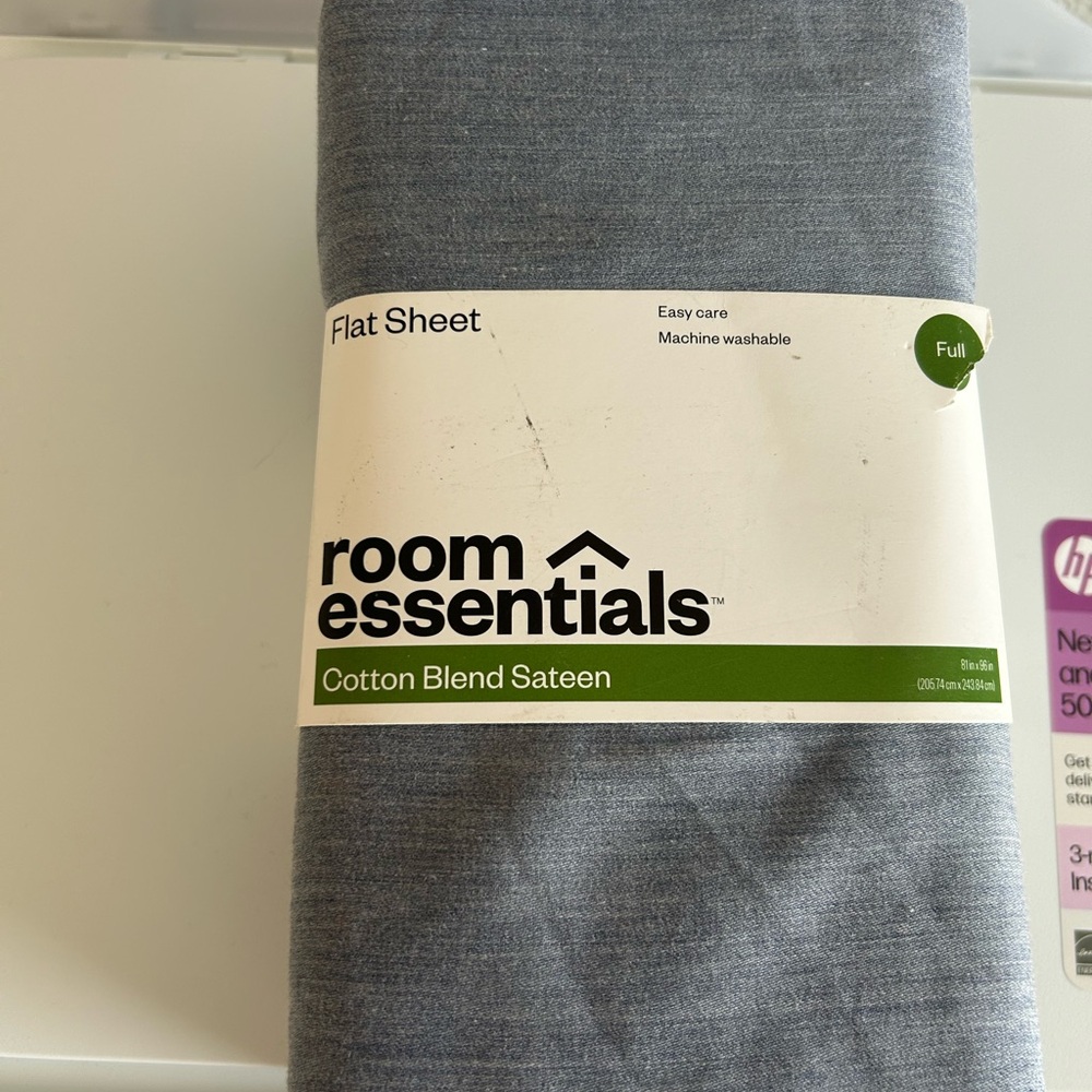 Room Essentials Dark Gray Cotton Blend Sateen Flat Sheet